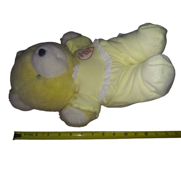 VTG Heart To Hear Yellow Bear Stuffed Animal Yellow Pajamas Stuffed Heart Plush - Picture 11 of 11